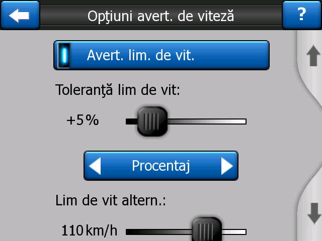 5.1.4.1 Avert. lim. de vit. Hărţile ar putea conţine informaţii despre limitările de viteză aflate în vigoare pe anumite segmente de drumuri.