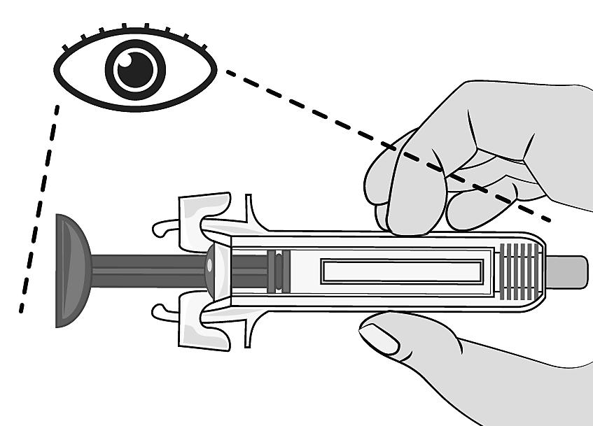 Manipulaţi seringa numai de corpul acesteia, deoarece orice contact cu clemele de eliberare ar putea provoca eliberarea prematură a dispozitivului de siguranţă. Pasul 4.