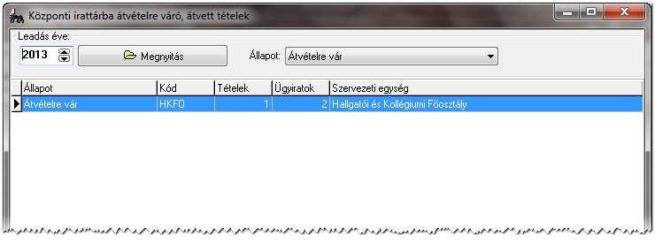 szervezet tételeit duplakattintással, vagy a Szervezet tételeinek megnyitása... gomb megnyomásával.