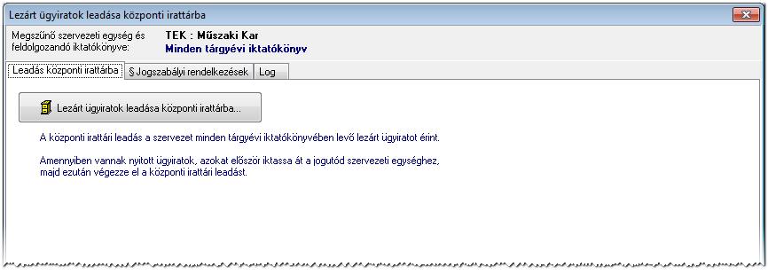2. Válasszuk ki azt a felhasználót, aki az előzőekben beállított átvevő szervezeti egységnél átveszi az iratanyagot.