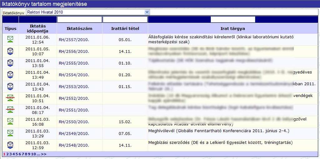 Iktatókönyv tartalma Az általunk elérhető iktatókönyvek tartalmát nézhetjük meg lista formában.