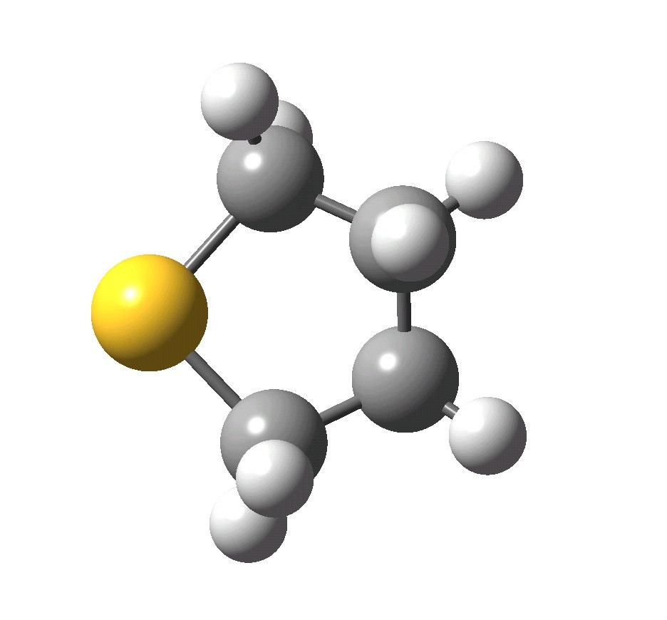 Kép a tetrahidrotiofénről S Tetrahydrothiophene tetrahidrotiof én thiolane tiolán A teljes elektronsűrűség (ρ 0. 0 0 04 a.u. ) izo-felszine µ=2.