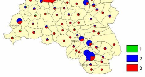 În domeniul angajărilor merită să fie amintite comunele: Auşeu, Lugaşu de Jos şi Sălacea cu un sector agrar-silvic dezvoltat având o participaţie de aproape 30%, apoi Rieni, Suplacu de Barcău,