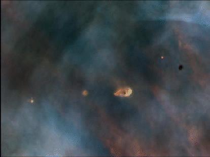 Egy kialakuló bolygórendszert láthatunk a Hubble űrtávcső felvételén. (APOD) Szintén az Orion-ködben található protoplanetáris ködök. (APOD, HST felvétel, képfeldolgozás: J.