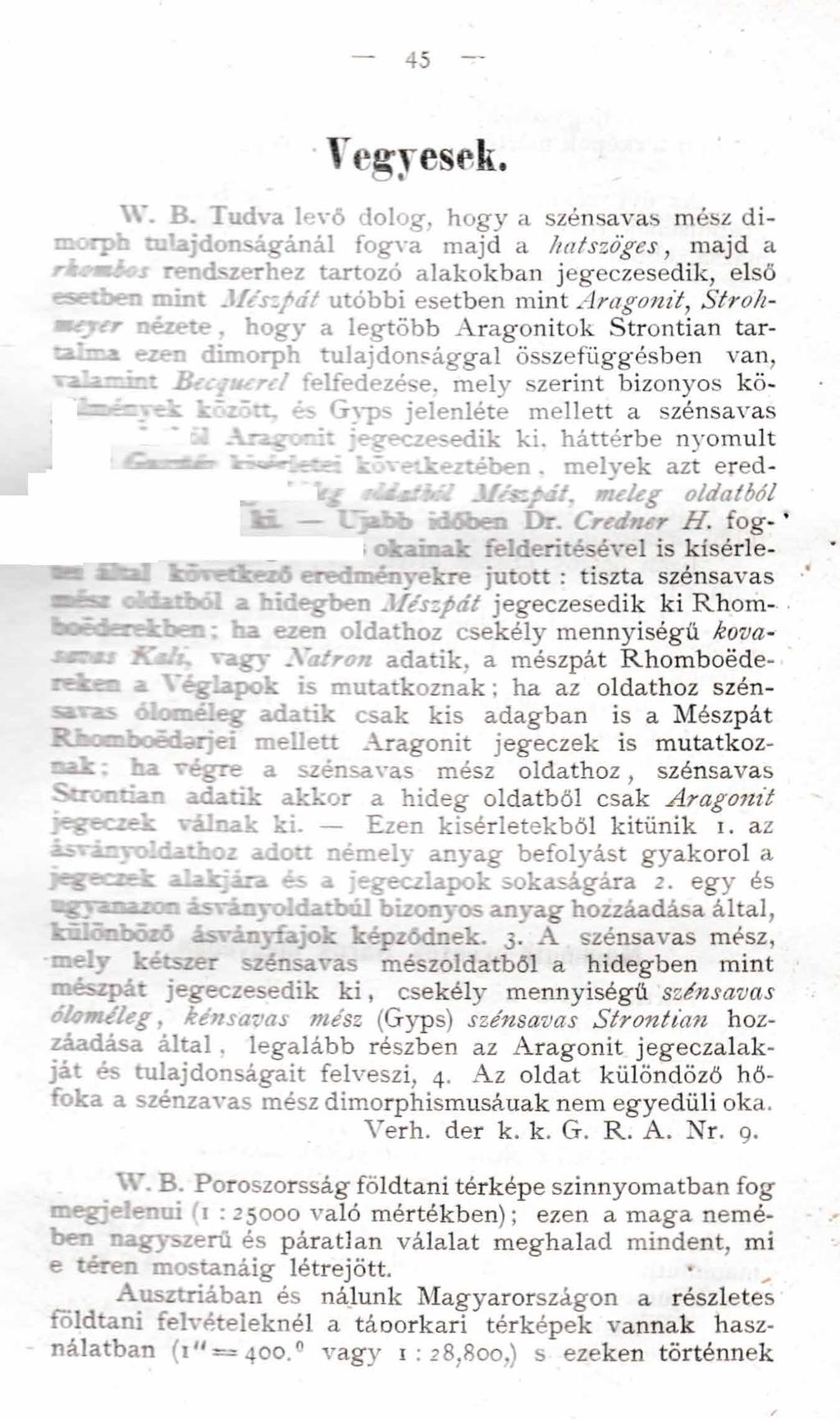 45 Vegyesek. W. B.