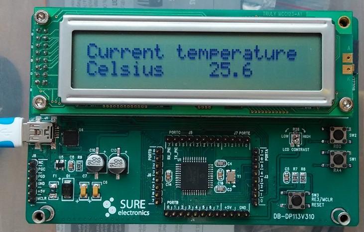 Hőmérés LCD kijelzéssel Az előző oldalon bemttutatot függvények segítségével könnyen kiolvashatjttuk a Stture Electronics DB-DP113 kártyán