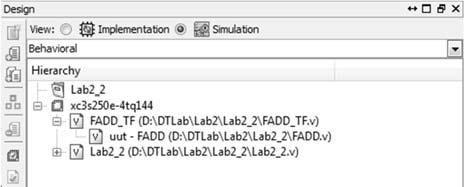 v néven Az FADD_TF.v társítása az FADD.v tervezési egységhez (azaz nem a Lab2_2.v top level modulhoz) Digit labor 2., 2014.08.11. (v1.