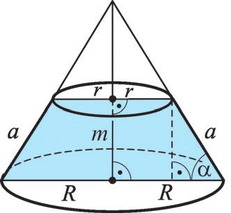 06 Kúp, csonkkúp 0 09 0 ; k tpéz + + R 6 + R 5 R 7,5 - m + (R - ), zz 9 + (R - ) 9 + (7,5 - ) 0-5 + 5,75, R -,7 (ez nem lehet),6 R,7 A á 7, m és V, 5 m 05 A testet fejtetôe állított 0 ábán