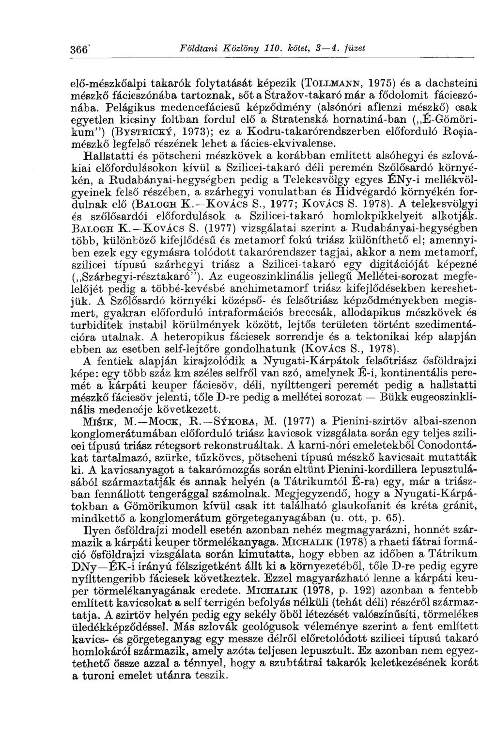 366" Földtani Közlöny 110. kötet, 3 4.