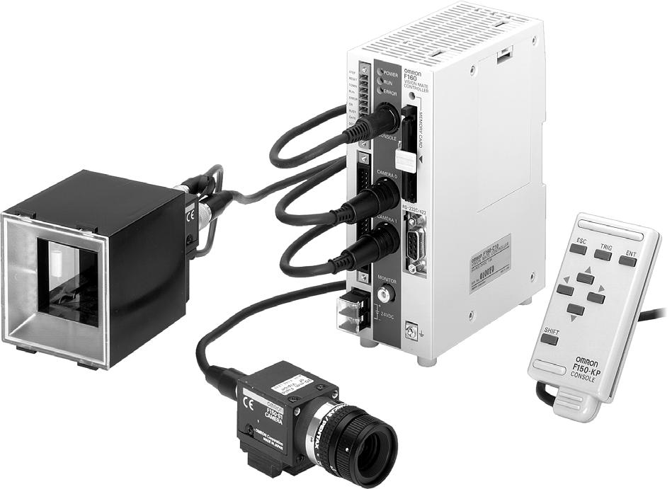OMRON SISTEME DE INSPECÞIE VIZUALÃ F160 F160 Sistem de inspecþie vizualã de mare vitezã Posibilitate de conectare a douã camere (F150 sau F160 cu vitezã dublã) Card de memorie Compact-Flash (un card