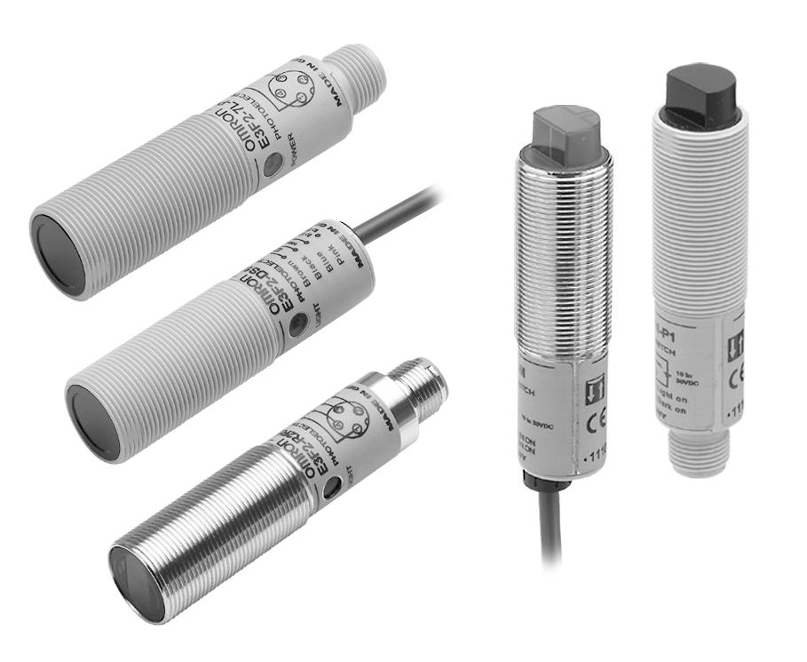 OMRON SENZORI FOTOELECTRICI E3F2 E3F2 Senzori fotoelectrici cilindrici cu amplificator încorporat Corp cilindric M18 Gamã de tensiuni largã: 10...30 Vcc sau 24.