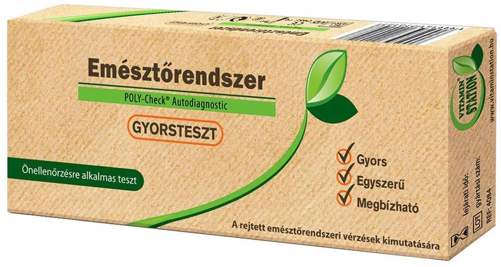 Emésztőrendszer gyorsteszt Rejtett (láthatatlan) emésztőrendszeri vérzések kimutatására, székletmintából.