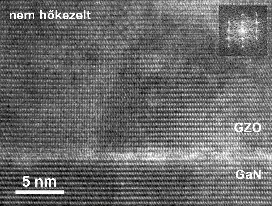 23. ábra GaN/ALD-GZO rétegszerkezet HRTEM felvétele a hőkezelés előtt (as deposited) és a 700 Cos hőkezelés után (annealed 700 C).