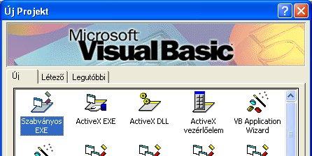 A New Project ablakban a Standard EXE