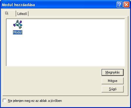 ablakban a Module