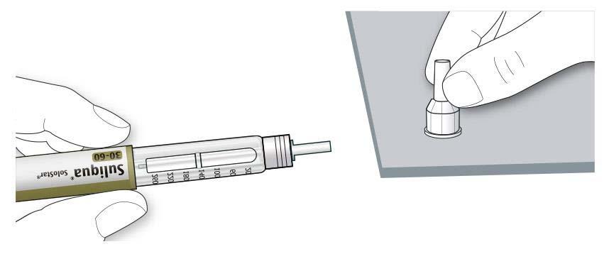 Ne használja az injekciós tollat, ha az inzulin zavaros, elszíneződött vagy részecskék vannak benne. 2. LÉPÉS: Helyezzen fel egy új injekciós tűt Ne használja újra az injekciós tűt.