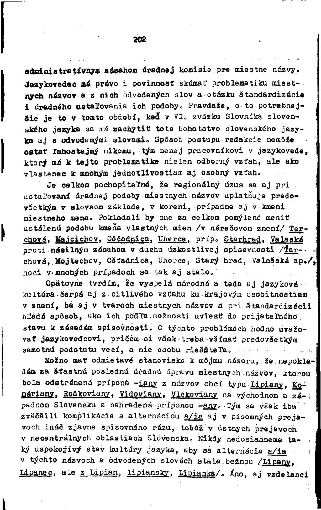 202 administratívnym zásahom úradnej komisie pre miestne názvy.
