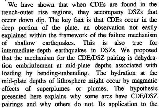 5. DSZ: Seno and Yamanaka, 1996 Hidratáció dehidratáció: a legtöbb óceáni lemez története összetett: egy plum hatására
