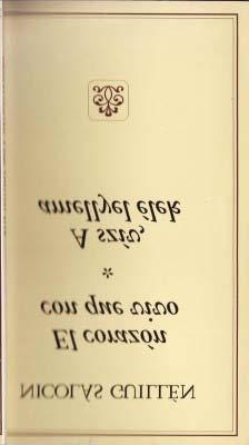 Fedélterv és tipográfia JORDÁN GUSZTÁV Nicolás Guillén a kubai és a latin-amerikai líra huszadik századi klasszikusa.