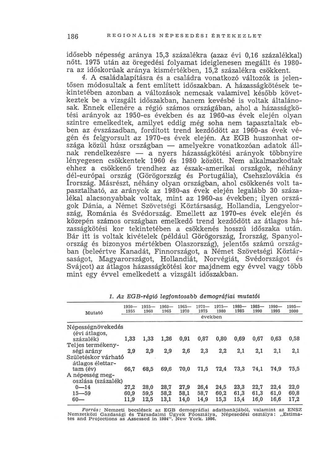 186 R E G IO N Á L IS N ÉPE SED ÉSI É R T E K E Z L E T idősebb népesség aránya 15,3 százalékra (azaz évi 0,16 százalékkal) nőtt.