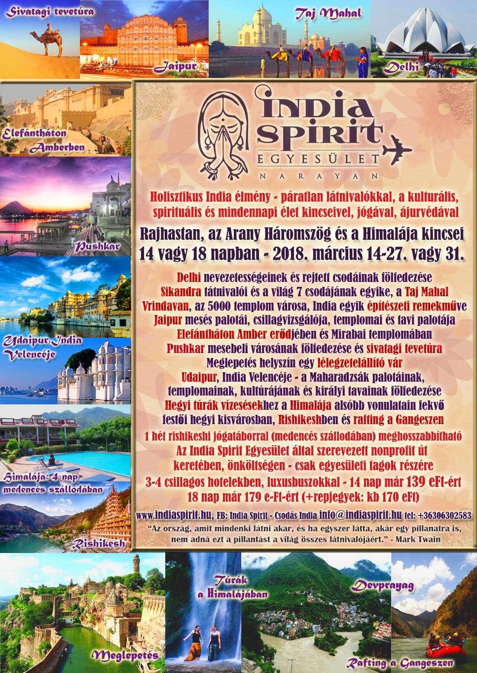 Jóga Élménytábor 2018.03.30-2018.04.08. www.indiaspirit.