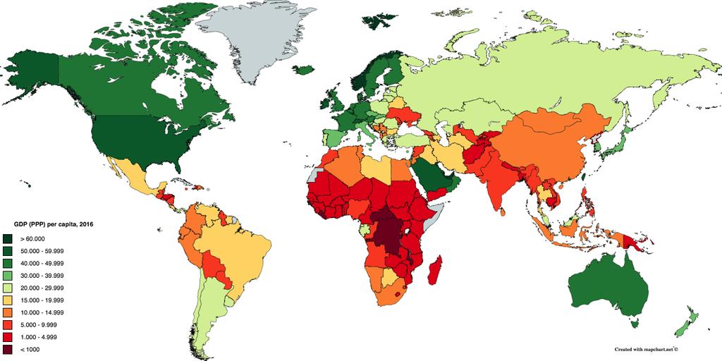 Afrika társadalmi-gazdasági problémái Az egy főre jutó GDP (PPP) értéke