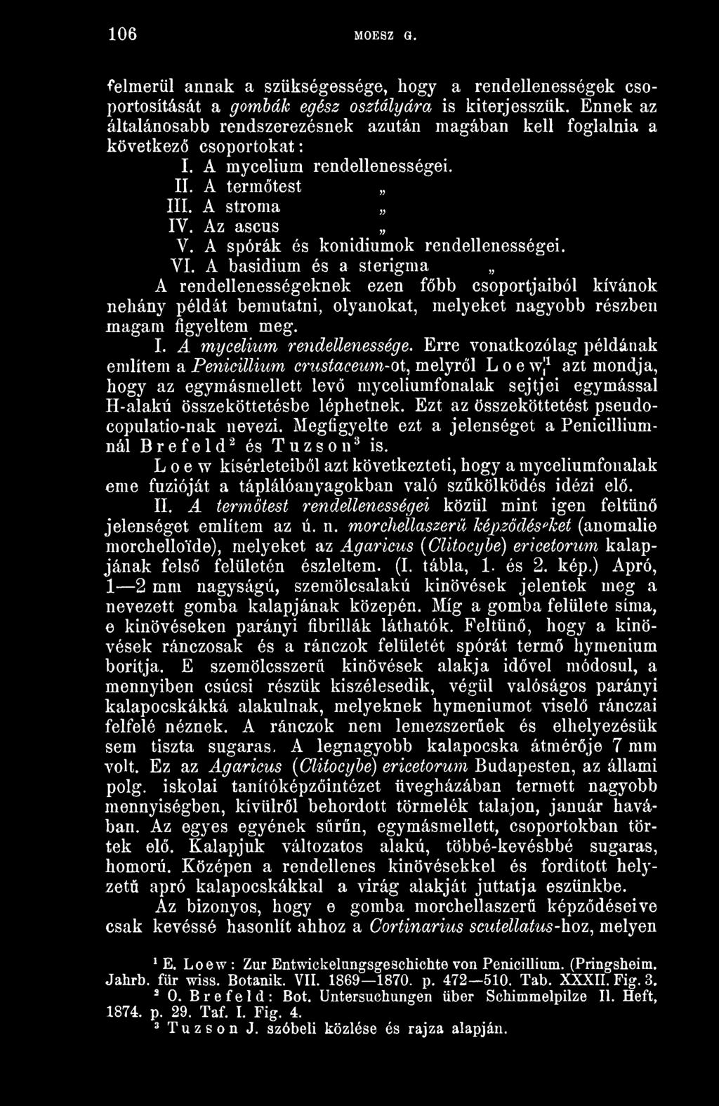 A spórák és konidiumok rendellenességei. VI. A basidium és a sterigma A rendellenességeknek ezen fbb csoportjaiból kívánok néhány példát bemutatni, olyanokat, melyeket nagyobb részben meg.