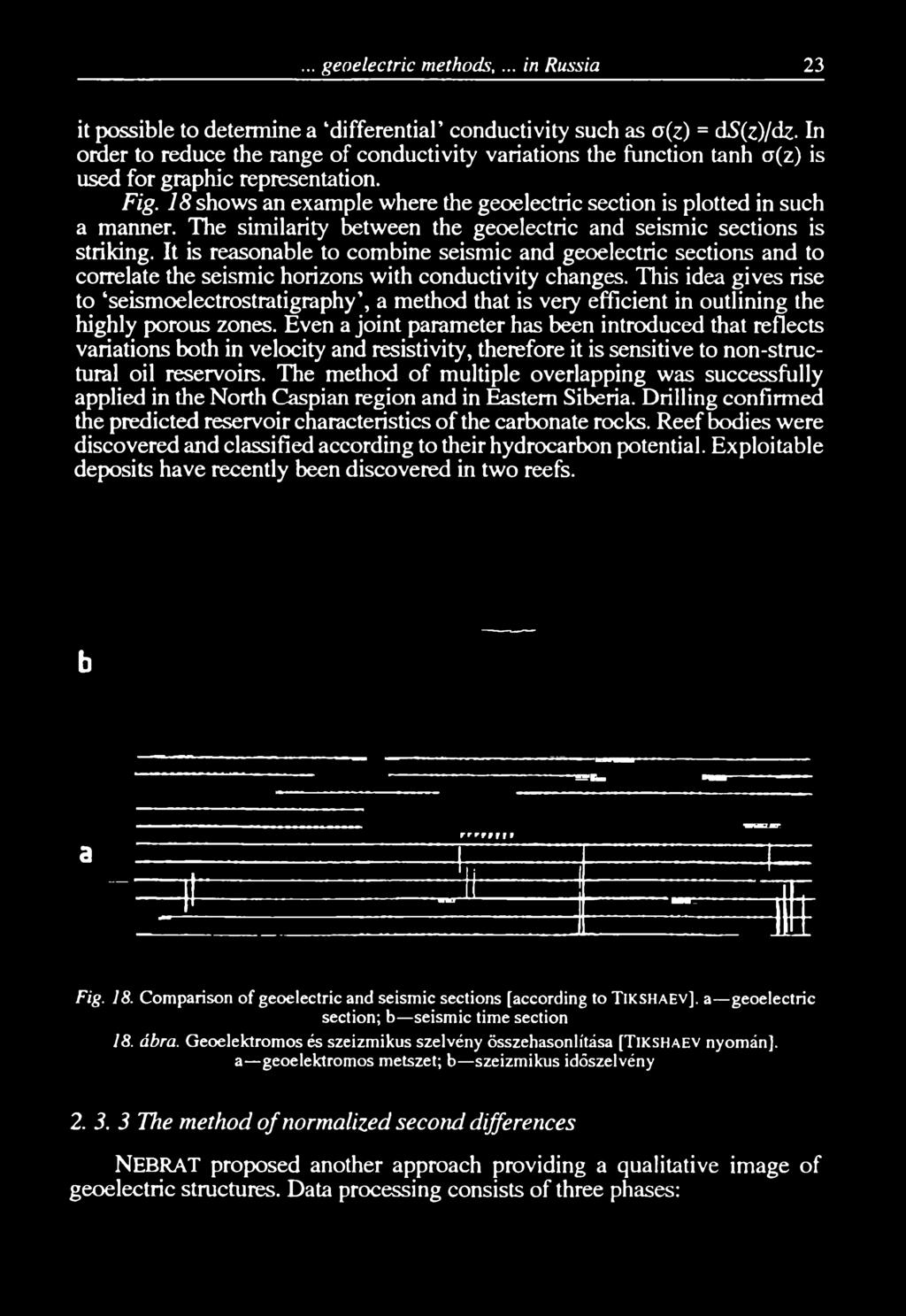 The similarity between the geoelectric and seismic sections is striking. It is reasonable to combine seismic and geoelectric sections and to correlate the seismic horizons with conductivity changes.