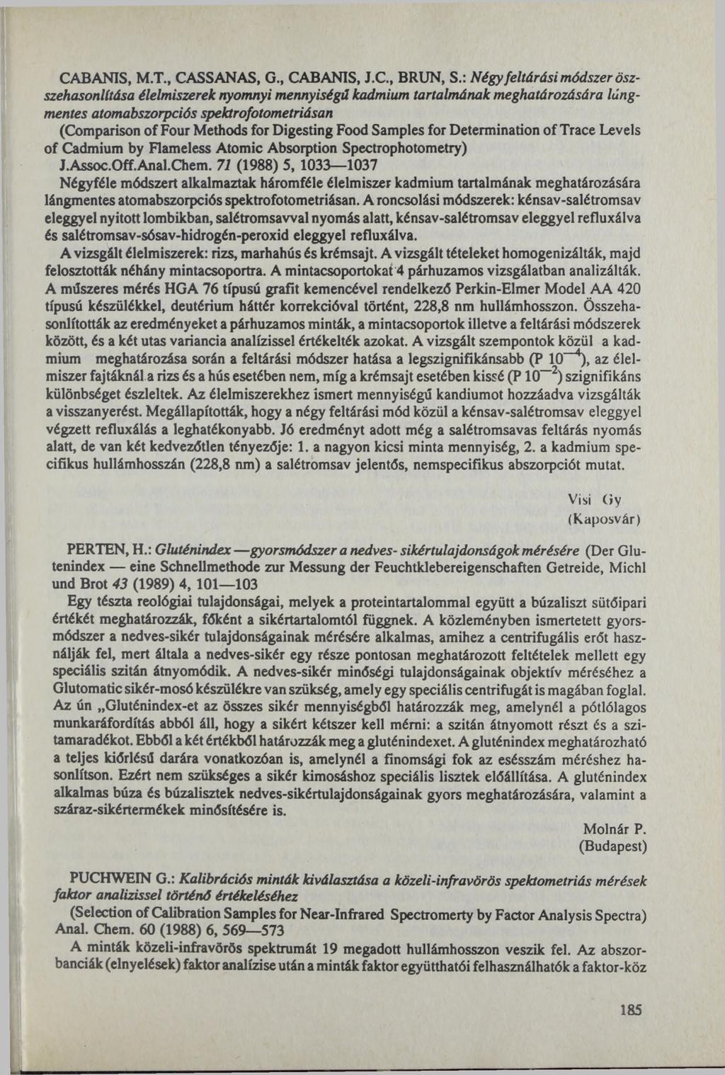 CABANIS, M.T., CASSANAS, G., CABANIS, J.C., BRUN, S.