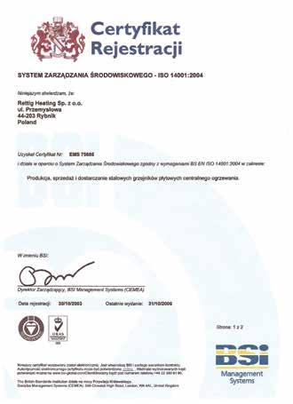 KIEGÉSZÍTŐ INFORMÁCIÓK purmo minőség Cégünknél integrált minőségirányítási és környezetirányítási rendszer működik, amely teljesíti az ISO 9001 és ISO 14001 követelményeit, ezt a British Standards