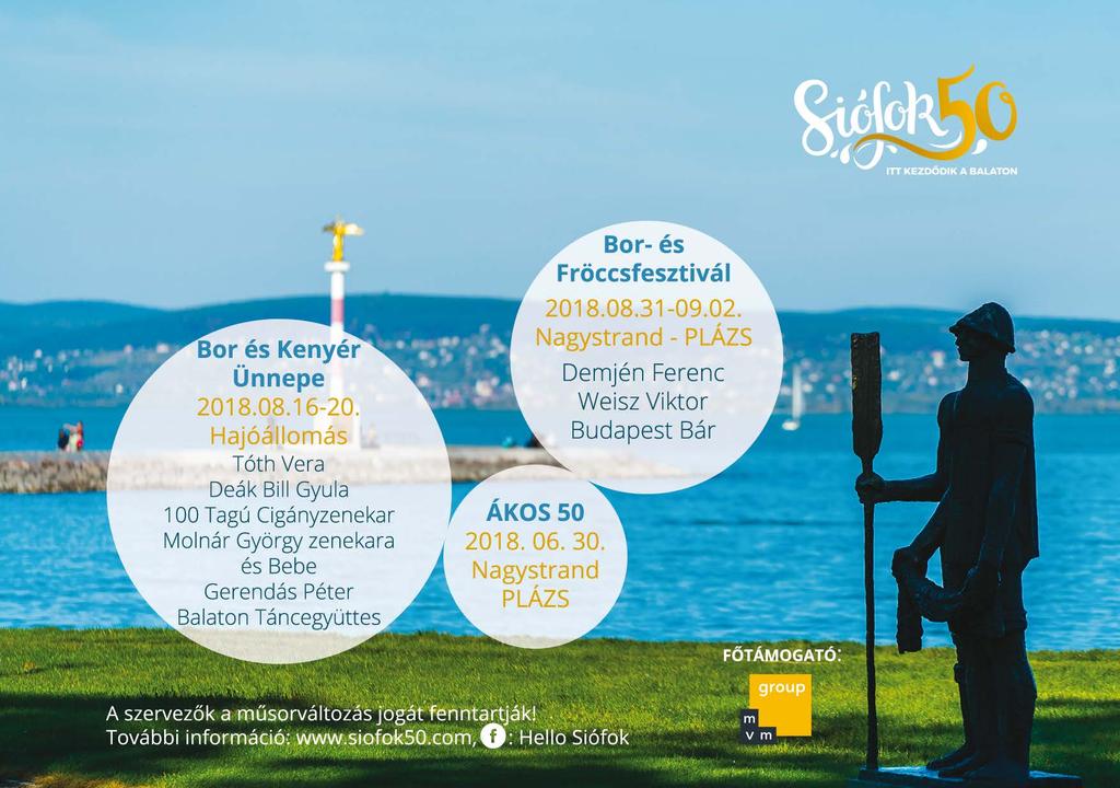 00 Szolnok - Vincze Lilla előadóművész, zongorán kíséri Nagy Zsolt Liszi 11.15-1.15 Sétahajó - Nemzeti Regatta Ms.* 11.30-1.00 VITORLÁSVERSENY -. negyeddöntő 11.
