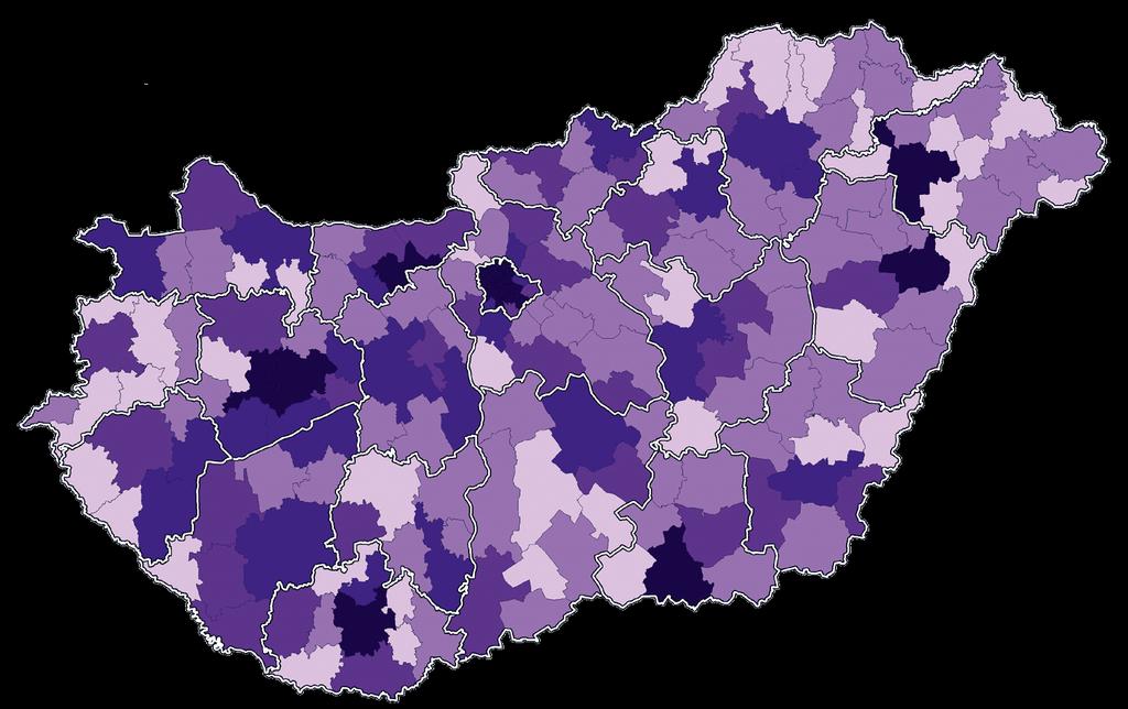 Járási forgási sebesség (2017, %) 2,3 < 1,81-2,3 1,31-1,8 0,8-1,3 < 0,8 3. térkép A megyék rangsorában 2017-ben Baranya került az élre 2,2%-os forgási sebességgel (ld. 6.