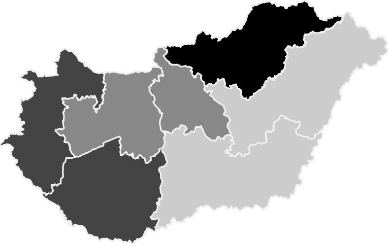 Los mapas temáticos a continuación comparan las regiones de Hungría según la planificación y la estadística de sus índices económicos.