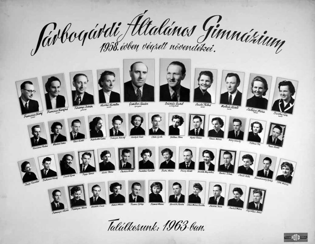 1954-1958 Tablók könyve 1957/58. tanév, IV. Diákok soronként: 1.