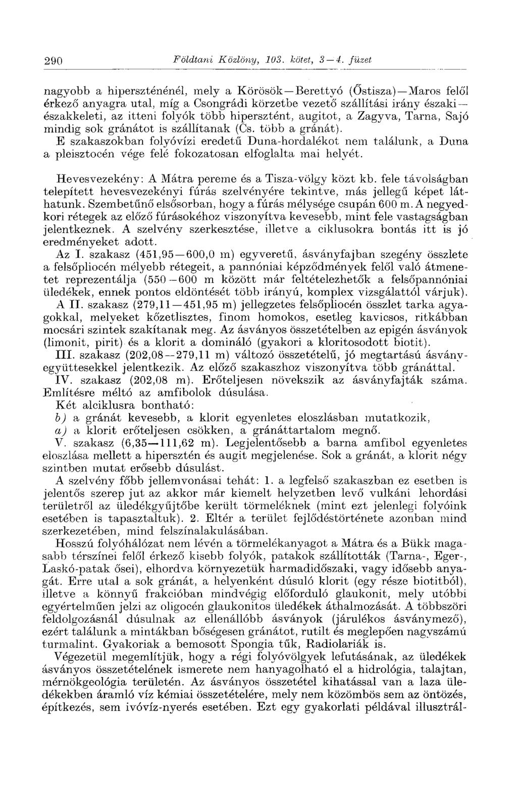290 Földtani Közlöny, 103. kötet, 3 4.