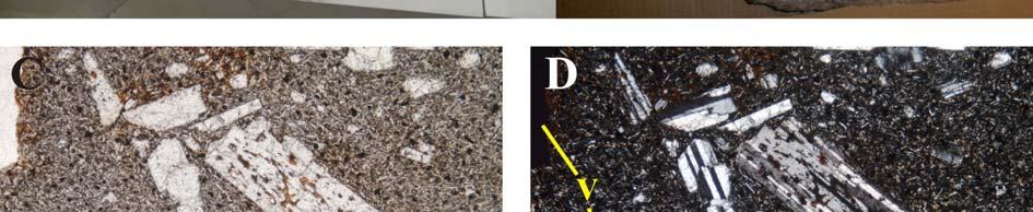 1.6., Mátraszőlős, Kése-domn site). / Fig. 17/c.: photomicrograph (1N): rock texture with plagioclase phenocrysts and vesicles (Mátraszőlős, Kése-domn site). / Fig. 17/d.