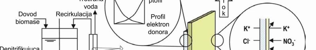 fizičke barijere u rastvor koji sadrži denitrifikujuću biomasu.