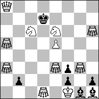 A világos lépések ciklusa. B5 - Václav Kotešovec: I. 1. Sxg4 sqd7 2. Se2 sqg4 3. Sb5 sqe6#; II. 1. Sh3 sqd3 2. Sf1 sqh3 3.