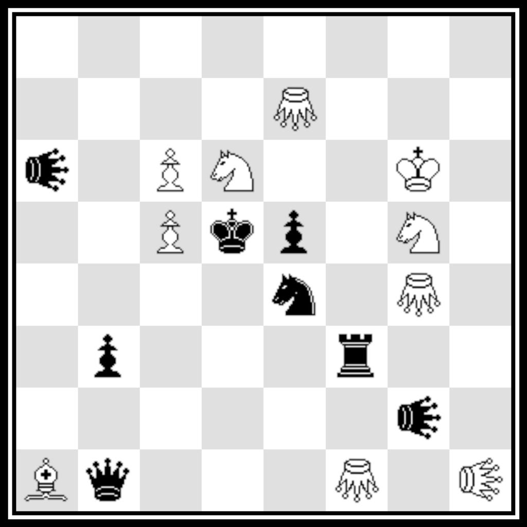 6 B16 Torsten Linss Phénix 1996. II-II h#3 2.1.1.1.1.1. 5+5 W = oroszlán, z = bástyaoroszlán, m = futóoroszlán B17 Klaus Wenda & Helmut Zajic The Problemist 1995.