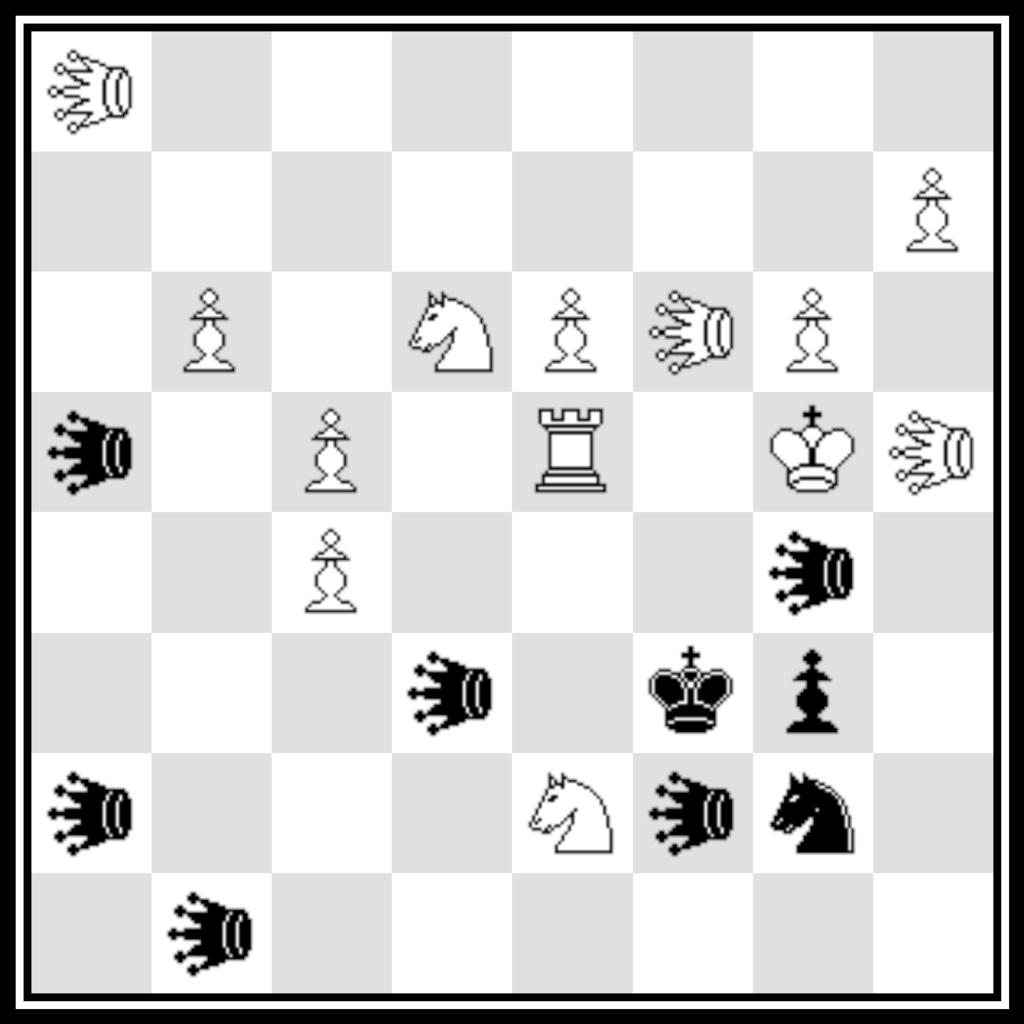 7 B21 - Yves Cheylan: 1. uvf4(xe5) [2. ce4#] 1.... Ug4(xf4) 2. uvb4(xc3)#, 1.... Ce5 2. uvfb4(xc4)#, 1.... Fd4/Fxa5 2. uvb5(xc6)#, 1.... Cd4 2.
