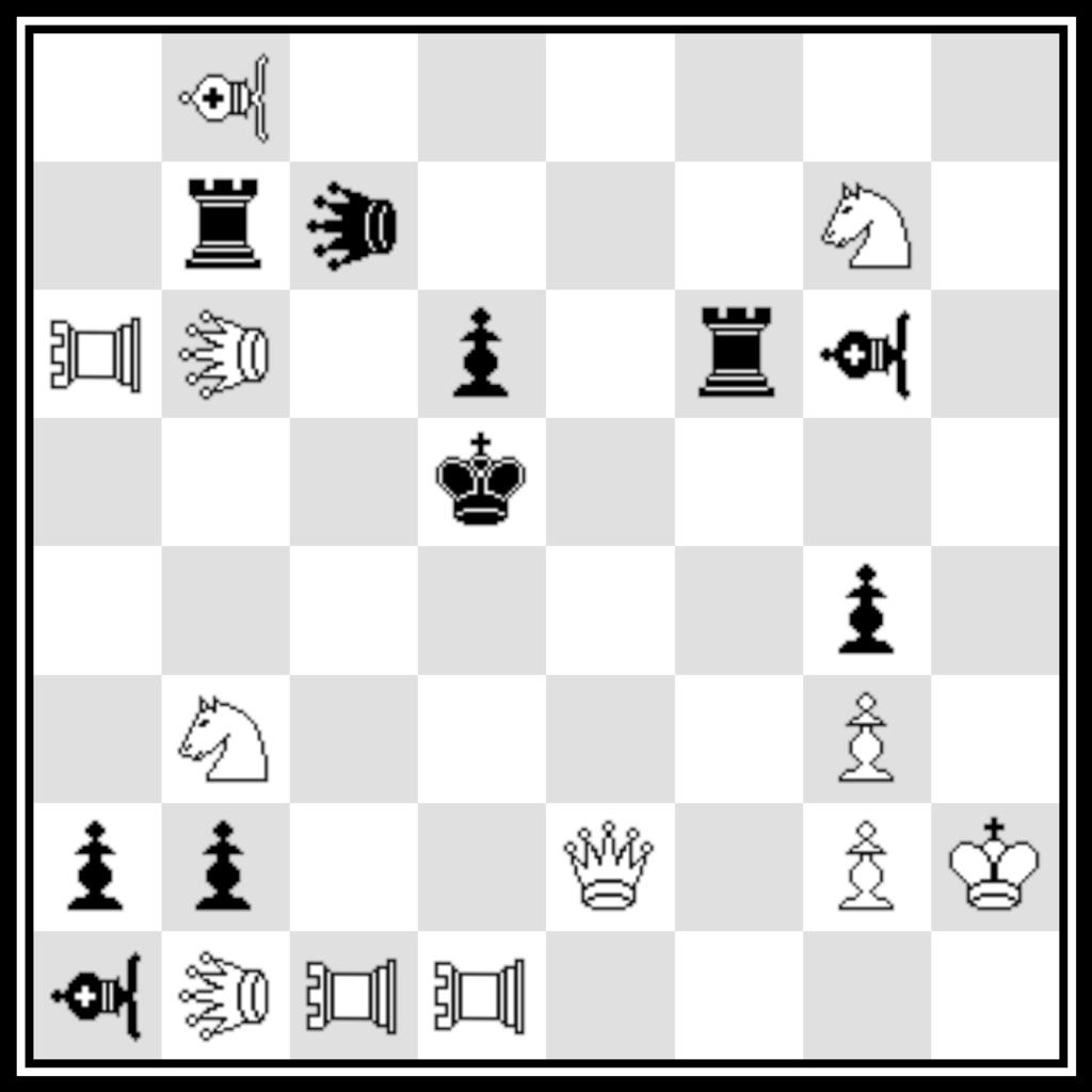 8 B26 - Torsten Linss: I. 1. Tc2 yc3 2. Ce7 lb3 3. Fd7 cc4#; II. 1. Fh3 lg4 2.Cc7 yg5 3. Tc6 cf5#. B27 - Petko Petkov: I. 1. Cxb4 (a) le8 2. Cxa5 (b) uvd7#; II. 1. C4xa5 (b) yf4 2.