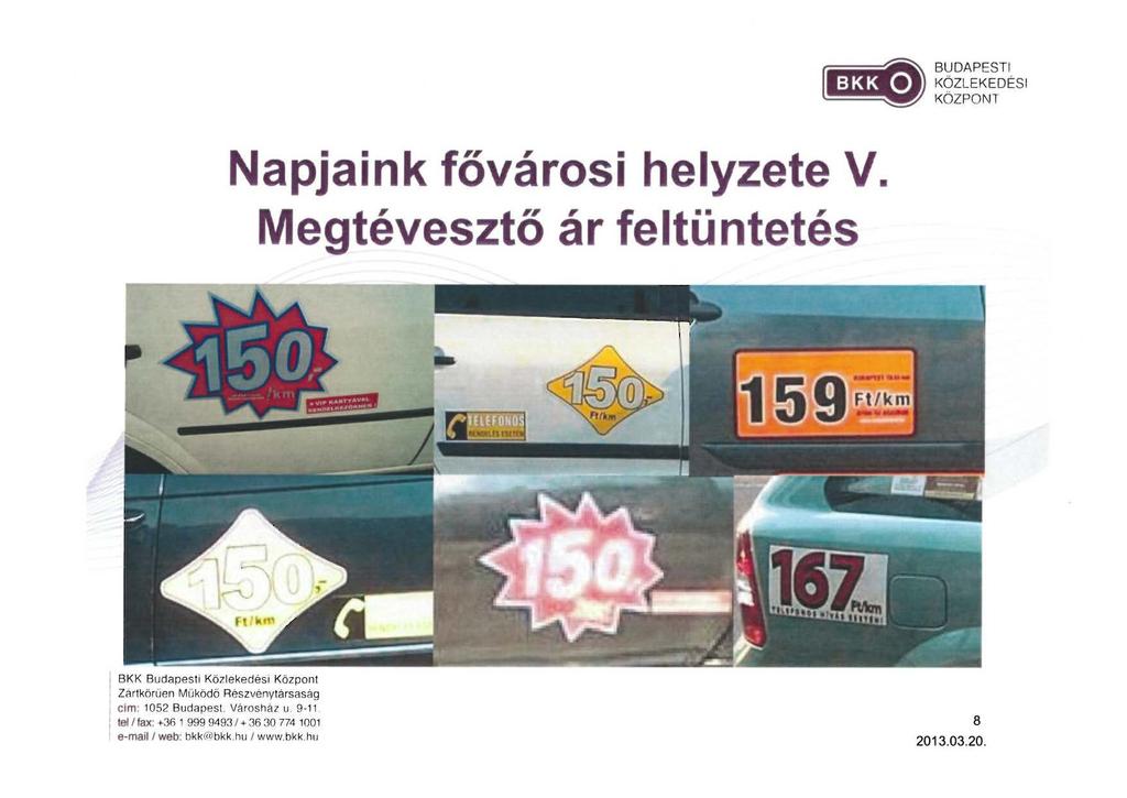 BUDAPESTI KÖZLEKEDÉSI KÖZPONT Napjaink fővárosi helyzete V.