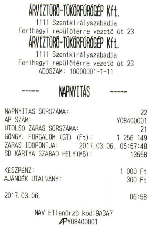 V. Bizonylatminták Forint üzemmód