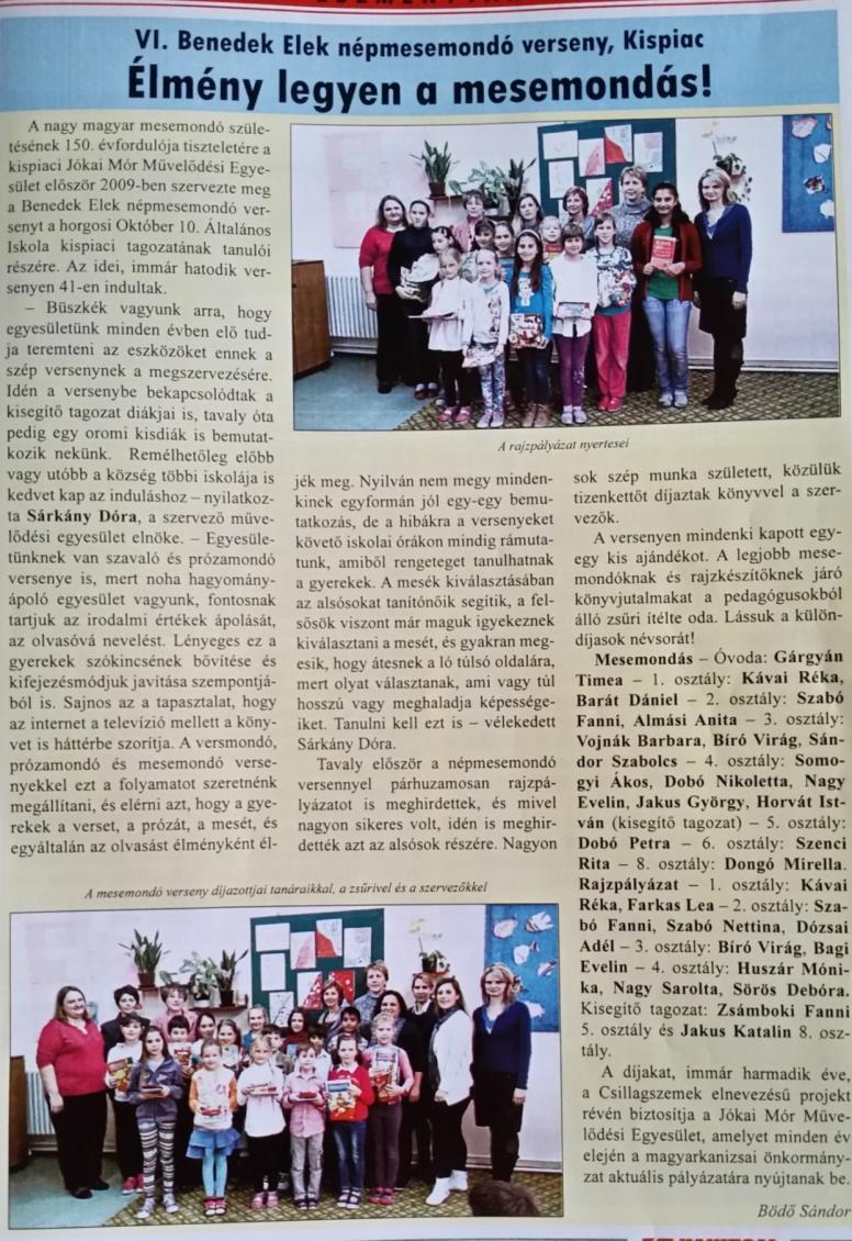 Naši učenici su učestvovali u recitovanju mađarske narodne poezije u Malim Pijacama.