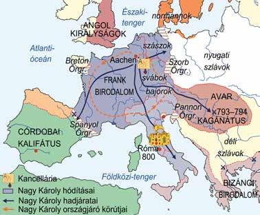 Szállásterületük nyugati részét, az egykori Pannónia területét is országához csatolta. Tekintélyét és jó kapcsolatát az egyházzal jelzi, hogy 800- ban, Rómában a pápa császárrá koronázta.