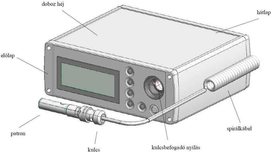 kulcsába, ezt pedig behelyezni a kulcsbefogadó nyílásba. Ekkor a fedőlemez beljebb tolódik és a fotoelektron sokszorozó rálát a TLD kristályra. 11.7. ábra. A kiolvasó nézeti képe.