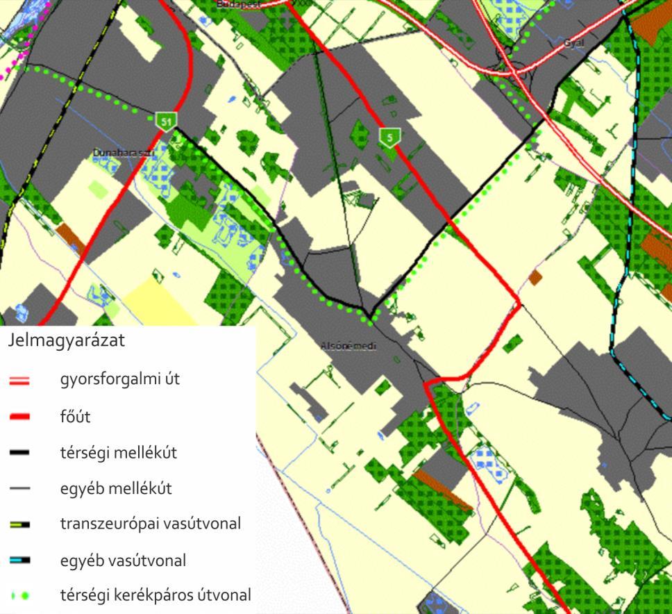 A Budapesti Agglomeráció Területrendezési Tervben 4 Alsónémedi belterületén átvezet a Maglód Vecsés Gyál Alsónémedi Dunaharaszti térségi kerékpárhálózati elem, amely Dunaharasztinál kapcsolódik az