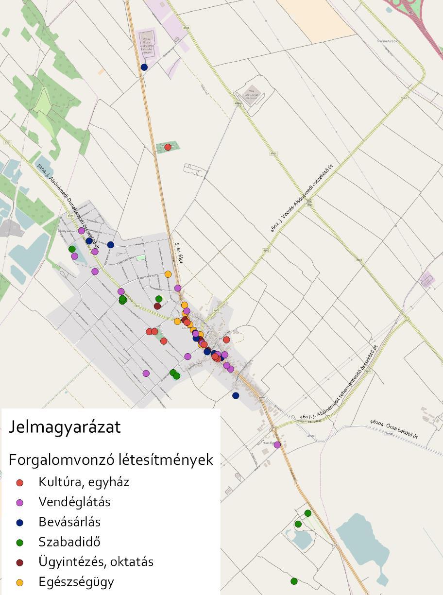 3.2.1. Forgalomvonzó létesítmények A beépítettség mértéke és lakosok száma, valamint a mobilitási igények szorosan öszszefüggnek.