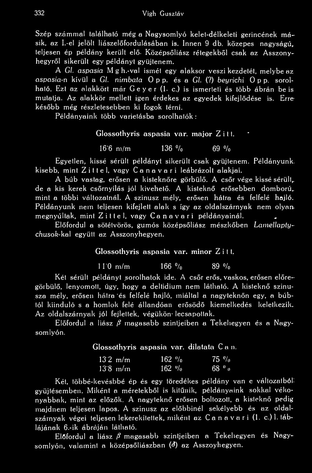 332 Vigh Gusztáv Szép számmal található még a Nagysomlyó kelet-délkeleti gerincének másik, az I.-el jelölt liászelfordulásában is. Innen 9 db.