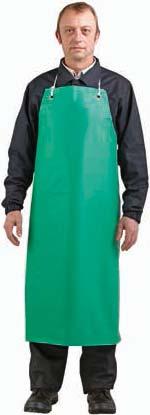 A mindkét oldalon 400 g/m² súlyú PVC-vel bevont overálok, kötények (utóbbiak 650 g/m² is rendelhetők) és alkarvédők kiváló vegyi és mechanikai védelmet nyújtanak.